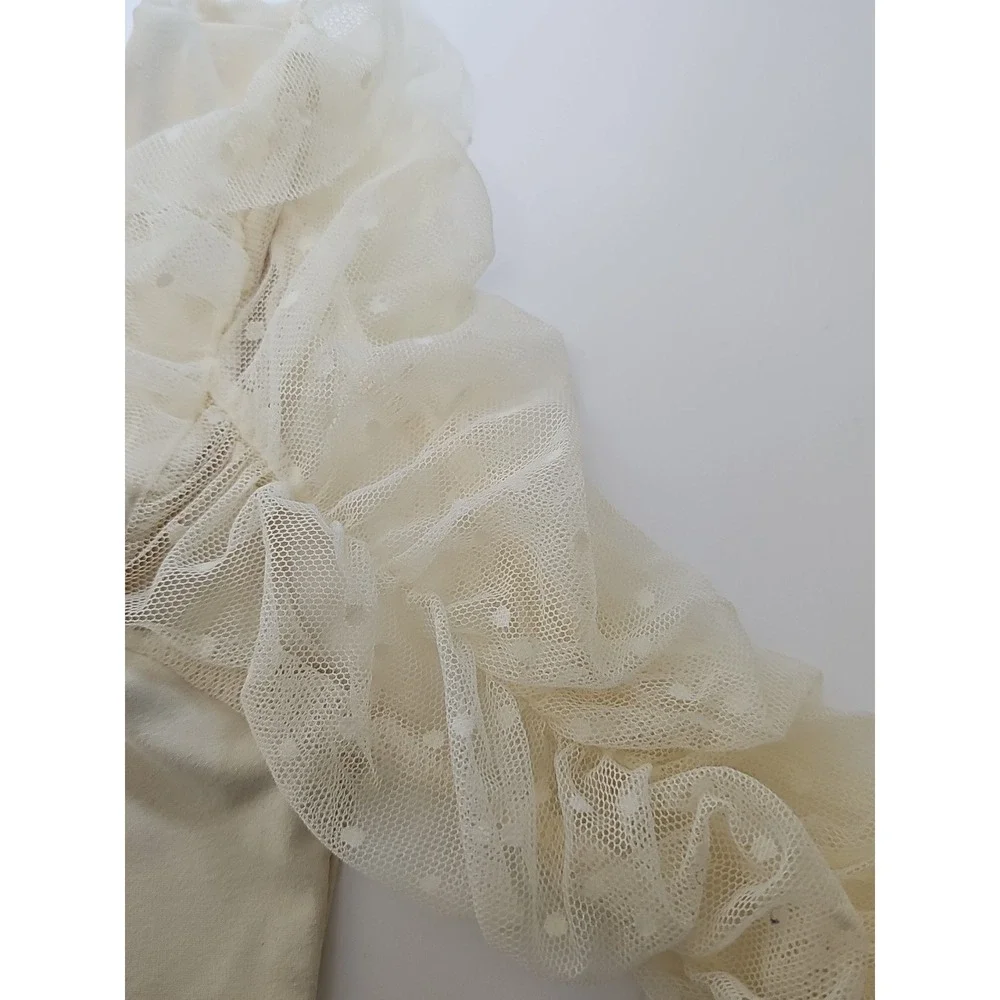 free people intimately Ivory Square Neck Sheer‎ Sleeves Size S